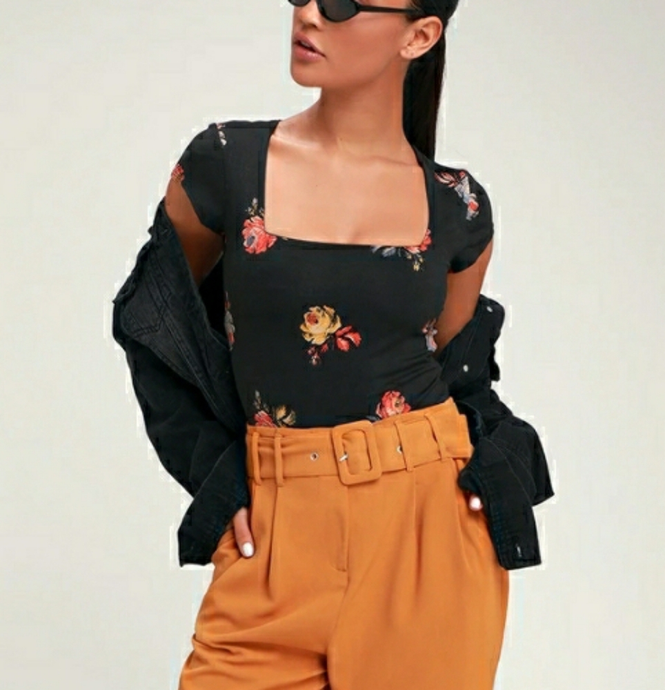 FREE PEOPLE PRINTED SQUARE EYES BODYSUIT